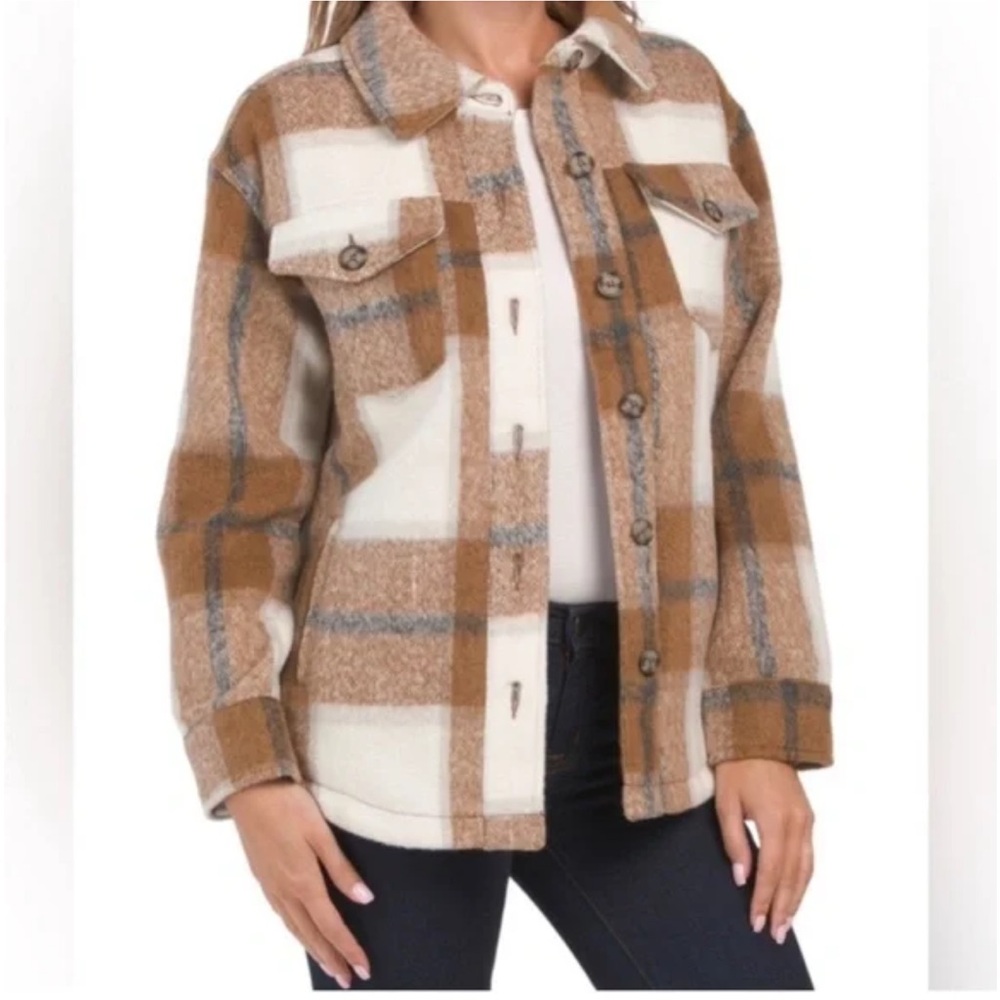Anthropologie Avec Les Filles • Plaid Flannel Jacket • Shacket • Brown • Large
